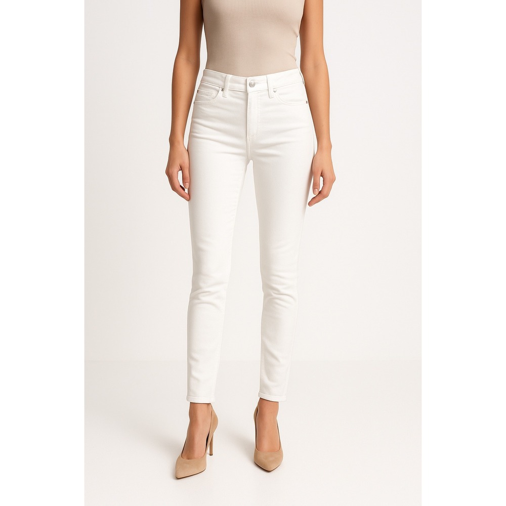 H&M Divided‎ Womens White Skinny Jeans High Rise Size US 4